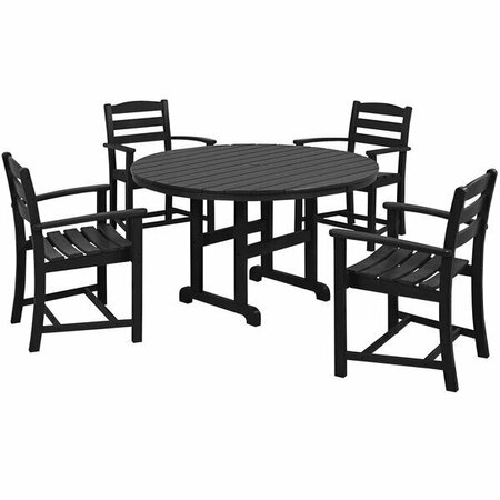 POLYWOOD La Casa Cafe 5-Piece Black Dining Set with 4 Arm Chairs 633PWS1321BL